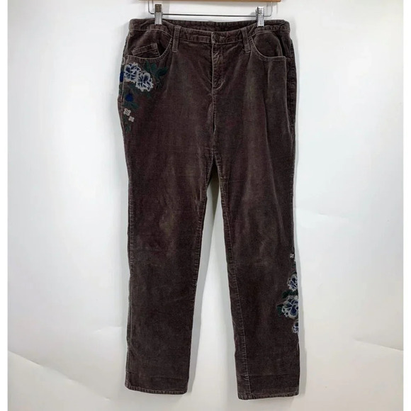 Sundance Pants - Sundance Women's Floral Velour Velvet 5 Pocket Embroidered‎ Pants Size 31